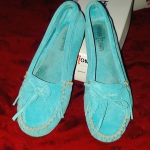 Torquoise colored Cute moccasins